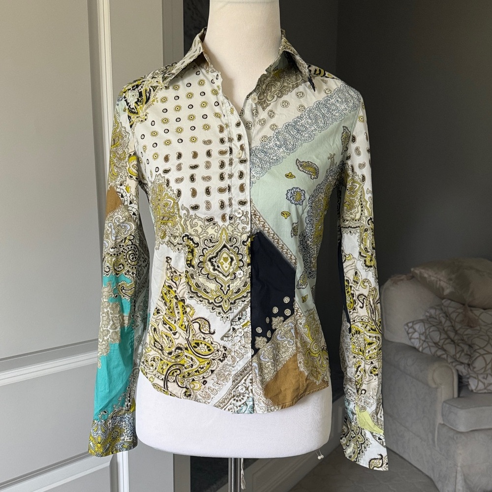 Etro Multicolor Patchwork Button Down Shirt - image 1